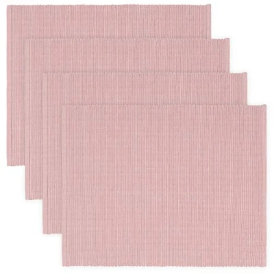 Image of LINUM UNI Placemat 4 pack 35x46 cm, 100% Ribbed Cotton, Machine Washable, Dusty Pink
