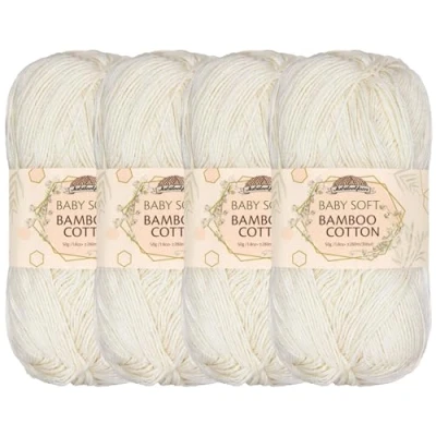 Image of JubileeYarn Baby Soft Bamboo Cotton Yarn 50g/Skein Moon Beam 4 Skeins