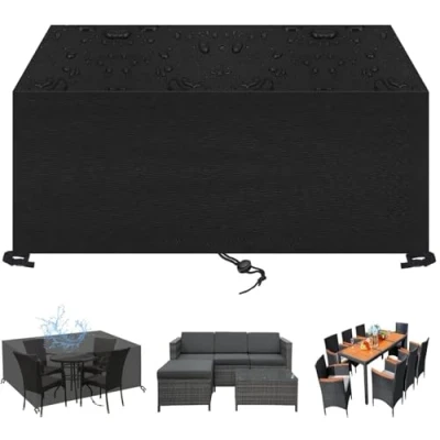 Image of PDSYCB Outdoor Garden Furniture Covers, 600D Waterproof Oxford Fabric Tear resistant Cover for Furniture, Large Patio Covers Rectangular, Chair and Table 180x100x80cm/LxWxH