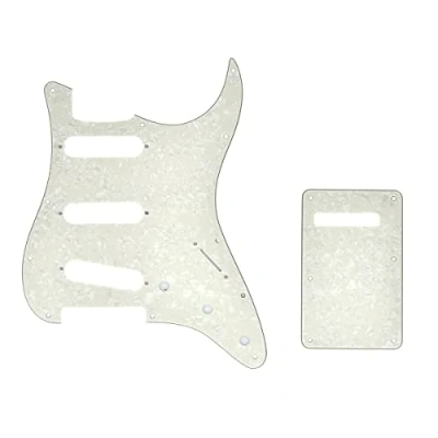 Image of Dopro 11 Hole Strat SSS Pickguard ST Back Plate Trem Cover for USA/Mexican FD Aged Pearl