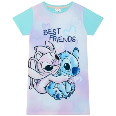 Image of Disney Lilo &amp; Stitch Girls Short Sleeved Nightie/Nightdress 9 10yrs