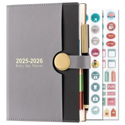 Image of Academic Diary 2025 2026 A5 Page a Day, from August to 2026, 13 Months Daily Planner,Hardcover with Pen (Black)