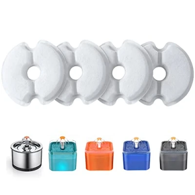 Image of Cat Fountain Filters 4 Pack, Yiupea for Water Suitable 2L/2.5L Fountain,Cotton Activated Carbon &amp; Resine with Triple Filtration