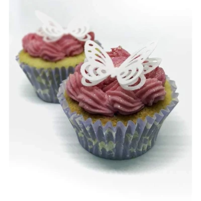 Image of 24 x White 3D Edible Wafer Paper Butterfly Cake Toppers Decorations