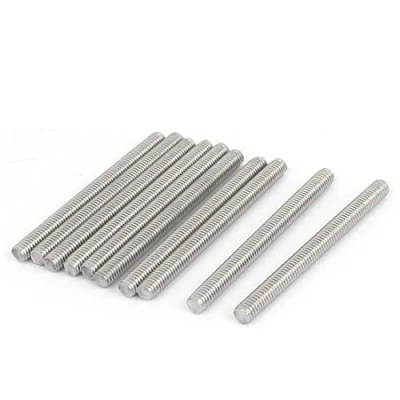 Image of Sourcingmap M6 x 70mm 304 Stainless Steel Male Threaded Rod Bar Studs Silver Tone 10 Pcs