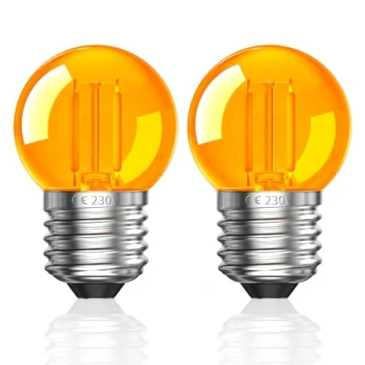 Image of Luxvista 2W E27 LED Vintage Night Light Bulbs,G40 Edison Screw Bulb,2000K Amber Dim Bulbs for Lamps Nighttime Healthy Sleep and Baby Nursery Light,Equivalent 40 60W,Non Dimmable,2 Pack