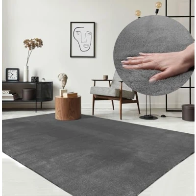 Image of the carpet Relax Rug, Modern, Fluffy, Short Pile, Non Slip Underside, Washable up to 30C, Super Soft, Fur Look, Anthracite, 200 x 280 cm