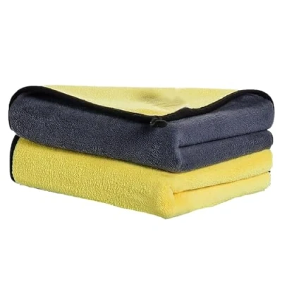 Image of HOMESHOPA Microfibre Car Cleaning Cloths, 2 Pcs Double Sided Auto Drying Towel, Lint Free Super Absorbent, Household &amp; Washing, Drying, Polishing, Detailing, 600GSM, 38 x 42cm