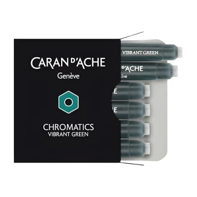 Image of Caran d&#039;Ache CD8021.21 Ink Cartridges Vibrant Green (Pack of 6)