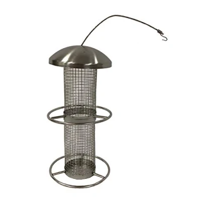 Image of Dehner Natura Domestico Wild Bird Feeder Approx. 28 x 14 cm Stainless Steel Silver