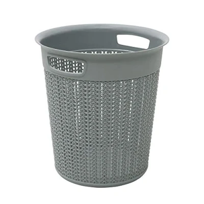 Image of JVL Knit Design Loop Plastic Round Bin 12L, Grey 30 x 29cm, One size