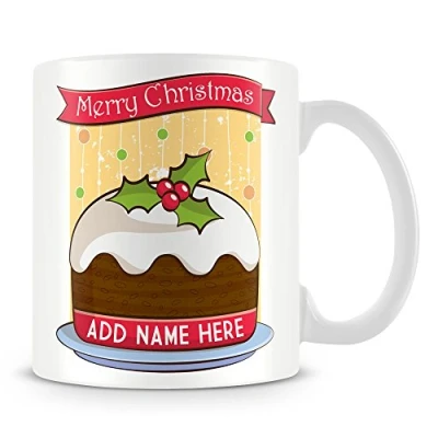 Image of Christmas Pudding Personalised Mug Secret Santa Gift