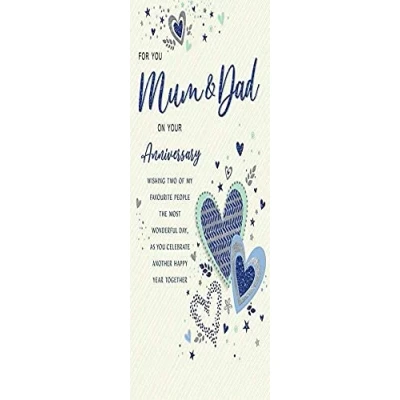 Image of Regal Publishing Modern Annivesary Card for You Mum &amp; Dad 9 x 6 inches, Blue