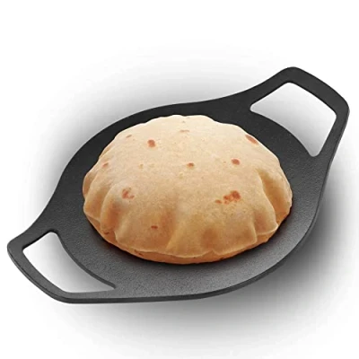 Image of HAWKINS Futura 24 cm Cast Iron Tava, Tawa for Roti, Cookware Kitchen, Black (CIT24)