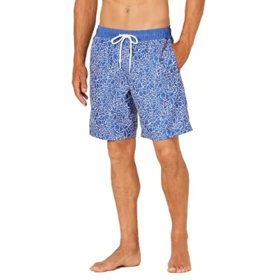 Image of Amazon Essentials Men&#039;s 9&quot; Quick Dry Swimming Trunks, Navy White Painted Floral, XL