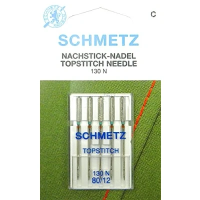 Image of Schmetz 5 Topstitch Sewing Machine Needles, Size 80/12, Flat Shank, System 130 N