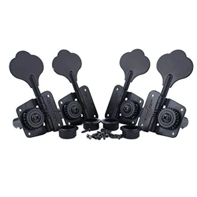 Image of Guyker Bass Tuners (2R + 2L) 1:26 Ratio Open Gear Tuning Key Pegs Machine Head Replacement for Electric Jazz Guitar or Precision Instruments Black