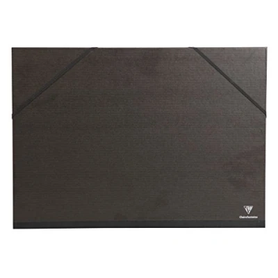 Image of Clairefontaine Ref 44800C Kraft Art Folder A3+ Size, Elastic Straps Closure, White Paper Lining, Acid Free Suitable for Transporting Artwork Black