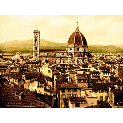 Image of Bumblebeaver VINTAGE PHOTOGRAPHY COLOUR TINT FLORENCE ITALY CATHEDRAL ROOFTOPS 30x40 cms ART POSTER PRINT PICTURE CC7002