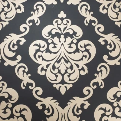 Image of SOPHIE LAURENCE Black Gold Floral Damask Wallpaper Metallic Finish, Vintage Style, Paste The Paper, Washable 0.53m x 10.05m Sample