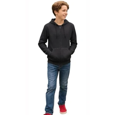 Image of True Face Kids Zipper Hoodie Top Youth Long Sleeve Casual Hoody Girls Boys Unisex Zip Up Sweatshirt (Charcoal Same Cord,13 Years)