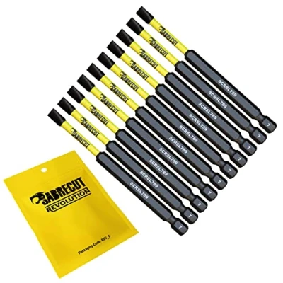 Image of 10 x SabreCut SCRSQ189_10 89mm SQ1 Square Magnetic Impact Screwdriver Driver Bits Set Single Ended Heavy Duty Compatible with Dewalt Milwaukee Bosch Makita and Others