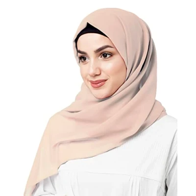 Image of InEssence© Toasted Almond Poly Georgette Scarf Women Girls Wrap Medium Size Hijab