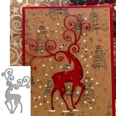 Image of Christmas Reindeer Metal Die Cuts,Merry Deer Elk Cutting Dies Cut Stencils DIY Scrapbooking Decorative Embossing Paper Party Wedding Card Making