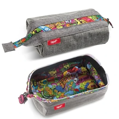 Image of ZIPIT Lenny Pencil Case Large Capacity Pouch Bag for School, College and Office (Grey)