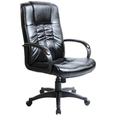 Image of BiGDUG Turin Leather Manager Chair Tilt Supported Office Black Quality Soft Feel and Deep Foam