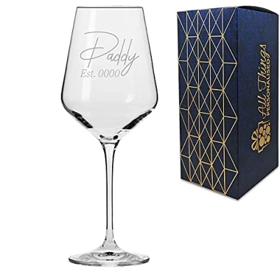 Image of Personalised Engraved 390ml Infinity Wine Glass, Daddy Est. Date Design, Personalise with Any Date, Perfect for Father