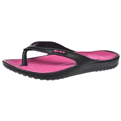 Image of Ladies Surf Toe Post Flip Flop Black Fuschia UK6