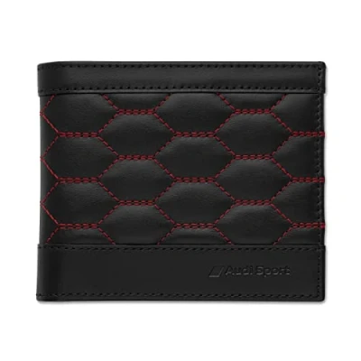 Image of Audi 3152201200 Men&#039;s Leather Wallet RFID Protection Black/Red