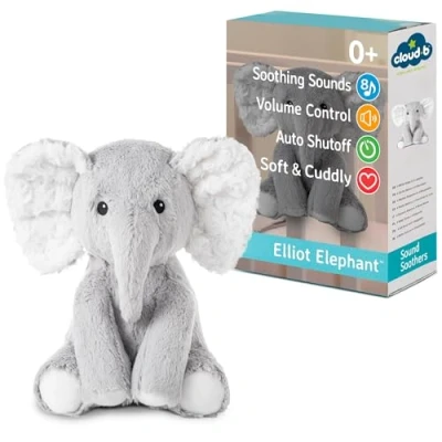Image of Cloud b Soothing Sound Machine Plush Animal 4 White Sounds and Lulllabies Auto Stop Elliot Elephant Musical Lullaby Toy