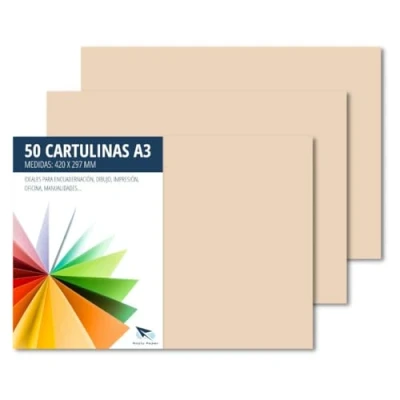 Image of RAYLU Paper Coloured A3, Pack of 50 Cardboard 180g/m², 297 x 420 mm, Professional Boxes for Office, Copy Paper, Colourful Crafts (Cream)