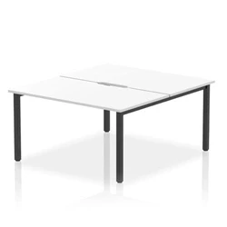 Image of Evolve Plus 1400mm B2B 2 Person Bench Desk White Top Black Frame