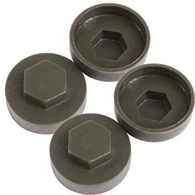 Image of 100x Juniper Green Hex TEK Roofing Cover Caps for 19mm Washer/Coverage &amp; 8mm Recess
