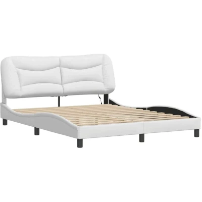 Image of vidaXL Bed Frame with LED without Mattress &quot;Hvar&quot; White 160x200 cm