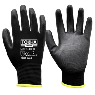 Image of TOKHA SAFETY 12 Pairs PU Coated Work Gloves Builders Mechanic Construction Garden Grip (XL [10])