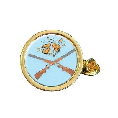 Image of Clay Pigeon Shooting (A) Gold Plated Domed Lapel Pin Badge