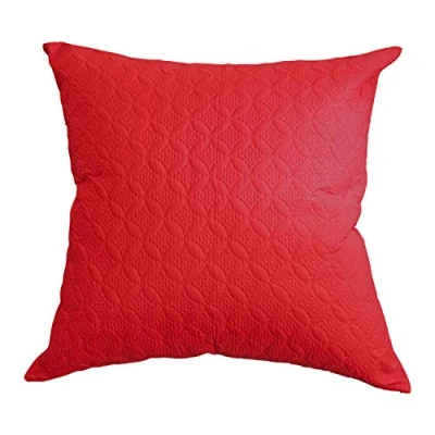 Image of HOMESCAPES Deep Red 30 x30 Inch Ultrasonic Quilted Cushion Cover Coordinating with Throws and Bedspreads