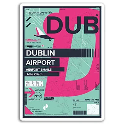 Image of 2 x 10cm Dublin Airport Vinyl Stickers Ireland Travel Sticker Luggage #17386 (10cm Tall)