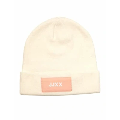 Image of JACK &amp; JONES Women&#039;s Jxbasic Logo Beanie Sn Knitted Hats, Cloud Dancer, One Size Fits All