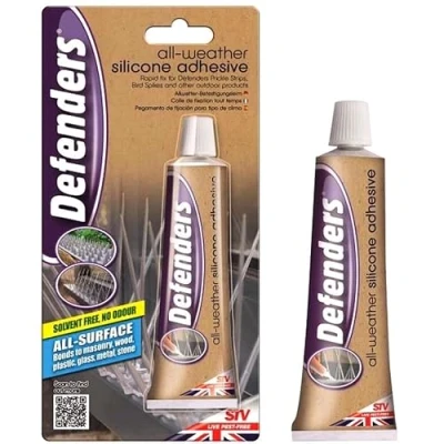 Image of The Big Cheese All Weather Silicone Adhesive 80 g, Fixing Glue for Bird Spikes and Prickle Strips. Sealant Cures to Wood, Plastic, Glass, Metal in 24 Hours, Clear