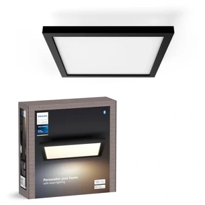 Image of Philips Hue White Ambiance Aurelle Smart LED Panel Light Inc. Dimmer Switch [30x30cm Black] for Indoor Home Lighting, Wall, Ceiling, Bedroom, Livingroom