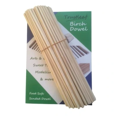 Image of Trustleaf 6mm x 30cm Birch Hardwood Wooden Dowels (100 Dowels)