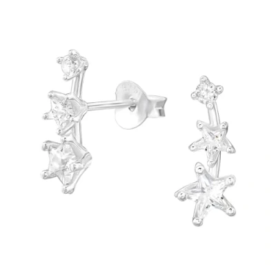 Image of The Rose &amp; Silver Company Women Girls 925 Sterling Star Cubic Zirconia Stud Earrings