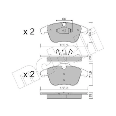Image of 30778910, 30793107, 3079354, 30793540, 30793941 Brake pad set METELLI 22 0675 0 excl. wear warning contact VOLVO: V60 I, S60 II, V70 3, FORD: MONDEO 4