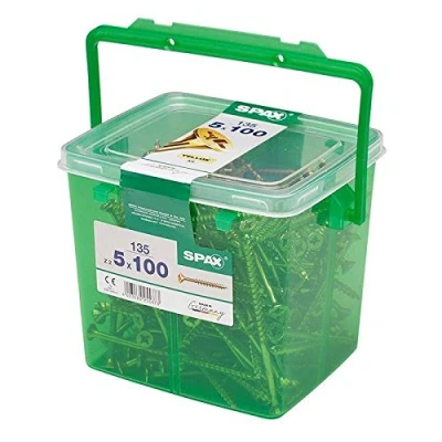 Image of Spax 5mm x 100mm Yellow Coated Pozi Screws, Tub of 135