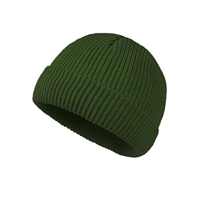 Image of Cool Fisherman Trawler Skully Beanie hat Vintage Style Mens Womans Unisex Hipster Docker (Military Green)